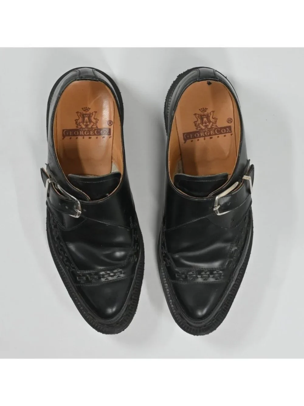 George Cox Black Diano Monkstrap Creeper Shoes 3976V in Black